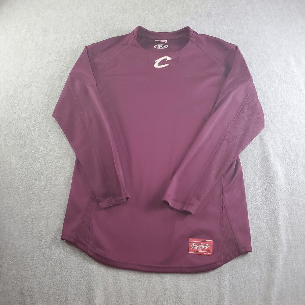 Cleveland Cavaliers Shirt Mens Small Maroon Rawlings Long Sleeve Active Warm-up
